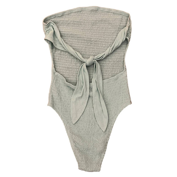 Free People Beach Chiara Mint Green Smocked Tie Back Bodysuit Only Small - Picture 6 of 7
